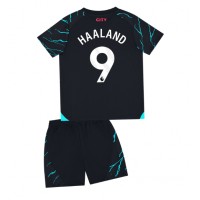 Fotbalové Dres Manchester City Erling Haaland #9 Dětské Alternativní 2023-24 Krátký Rukáv (+ trenýrky)
